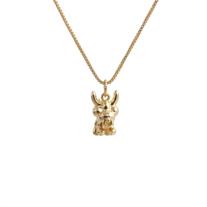 Balloon Dog Calf Pendant Necklace Gold Plated Copper Zircon Cute 3D Animal Minimalist Fashion Jewelry For Women