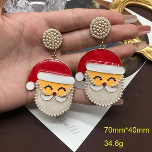 Holiday Theme Dangle Earrings Alloy Faux Artificial Pearl Rhinestone Enamel Christmas Santa Reindeer Witch Party Jewelry For Women