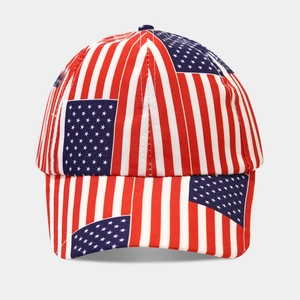 Kids USA flag baseball cap with red white stripes and blue stars patterns for sun protection