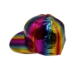 Rainbow gradient sequin baseball cap with shiny metallic finish for sun protection