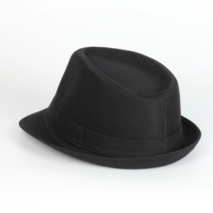 Classic black Fedora felt hat for women with structured crown and matching ribbon band