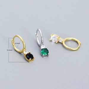 Boucles d'oreilles créoles en argent 925 avec pendentifs en zircone scintillants