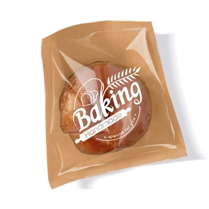 White greaseproof paper bread bag with window and handmade logo for bakery treats