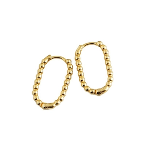 U-shaped S925 sterling silver beaded hoop earrings with premium gold finish for women