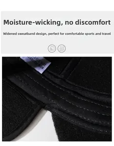 Detail of the widened sweatband with moisture-wicking 80% polyester and 20% cotton fabric