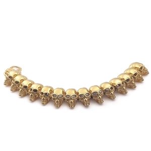 Retro punk style men's bracelet with gold-plated stainless steel skull casting links
