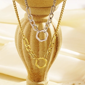 Collane minimaliste in acciaio inossidabile oro e argento con pendente ad anello su pietra