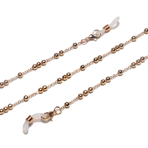 Golden chain necklace with beads and silicone loops for glasses or face masks