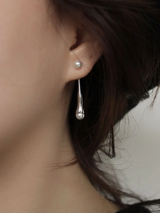 Elegant 925 sterling silver drop earrings featuring white pearls and metal teardrops