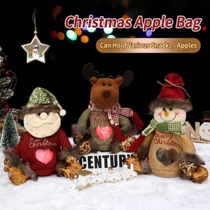 Christmas Gift Bags Burlap Knit Plush Santa Snowman Reindeer Handheld Apple Candy Pouches Holiday Festive Party Favors