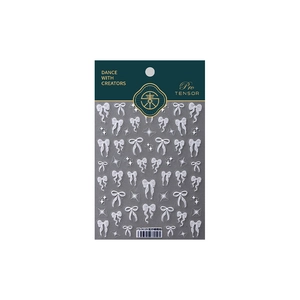 5D embossed nail stickers featuring white bow knots and stars design TS-4019 series