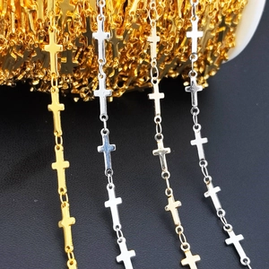 Macro view of gold and silver cross link chains for DIY jewelry making material