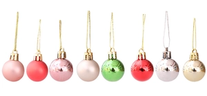 Detail of 3cm Christmas ball ornaments in matte and glossy finishes for festive decor