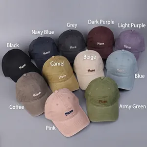 Multiple colors of washed cotton baseball caps with More letter embroidery