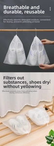 Hanging breathable mesh shoe wash bags with drawstring for anti-yellowing laundry protection