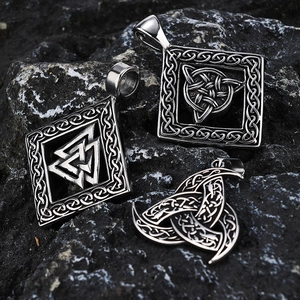 Valknut Nordique Viking Pendentif Collier Acier Inoxydable Poli Rétro Nœud Celtique Totem Bijoux Pour Hommes Femmes