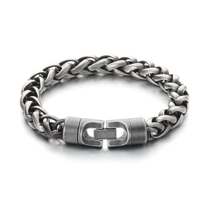 Hip hop titanium steel basket chain bracelet with vintage silver finish and unique buckle