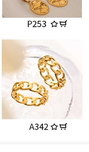 Detail of 18K gold-plated chain-style rings on decorative ice block background