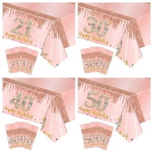 Rose Gold Pink Geburtstag Party Dekoration Einweg Tischdecke Pappteller Servietten Becher Jubiläum Feier Zubehör Damen