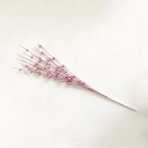 Sparkling pink artificial Christmas berry stem with glitter finish for tree decoration