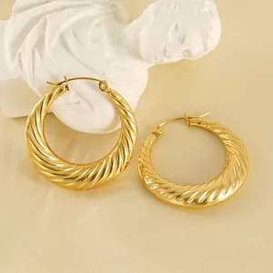Twisted croissant hoop earrings with 18K gold plating and elegant polished finish