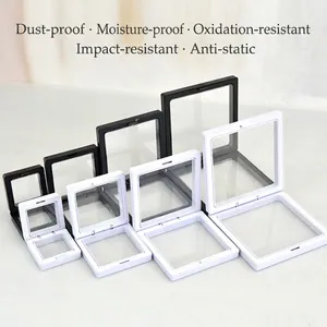 Black and white PE film floating jewelry storage boxes in multiple sizes for display