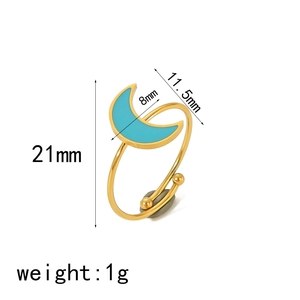 Detailed size specifications for bohemian gold moon ring with turquoise resin inlay