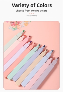 Set of 12 colors chisel tip highlighters in soft macaron shades for art and study
