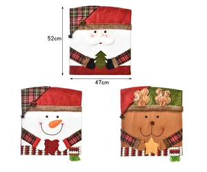 Detailed size chart showing 52cm by 47cm dimensions for Christmas chair back covers