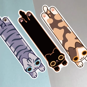 30-piece set of cartoon cat bookmarks featuring flat vector kitten designs in three colors