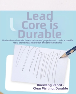Close-up of break-resistant graphite core and smooth writing detail on wooden pencil