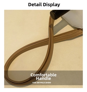 Detailed view of the tan synthetic leather strap on the milk tea shaped crossbody bag