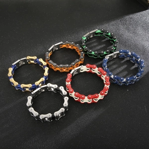 Hip hop titanium steel bicycle chain bracelets for men in multiple vibrant colorways