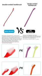 Comparison of nylon and PP bristles for dual-head pet toothbrush oral cleaning
