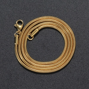 2mm golden stainless steel round snake chain necklace with lobster clasp for jewelry