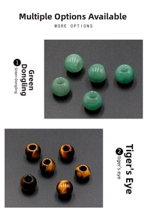 Macro detail of natural green aventurine and tiger eye stone beads with smooth polish