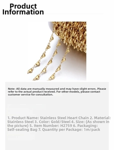 Macro shot of 18k gold plated and steel finish stainless steel heart-shaped DIY chains