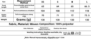 Detailed size chart and material guide for paisley print women blouse showing measurements