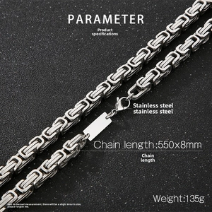 Détail du collier chaîne royale en acier inoxydable de 550mm avec maillons de 8mm
