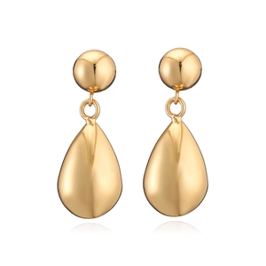 Polished gold-plated geometric sphere earrings with a minimalist teardrop design