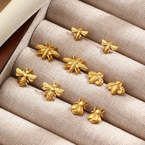 Bee Stud Earrings Gold Plated Stainless Steel Minimalist Animal Insect Fashion Jewelry Accessories For Women