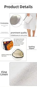 Détail de la trousse en lin montrant la fermeture éclair en alliage et la texture du tissu