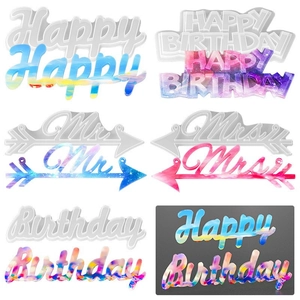 DIY silicone molds for Mr & Mrs and Happy Birthday resin crafts with nebula textures