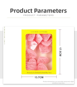 Pink heart and LOVE cookie cutters set in a yellow window gift box packaging