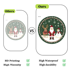 Detailvergleich der HD-Druckqualität und der leuchtenden Farben der Weihnachtsaufkleber