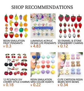 Selection of resin DIY craft charms featuring colorful fruits and cartoon resin bears