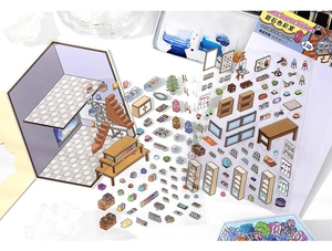 2.5D Deco Science Stickers set with colorful rock studio theme for DIY journals