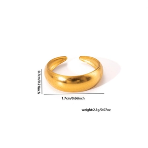 Detailed size parameters of 18k gold plated irregular C-shape geometric stainless steel ring
