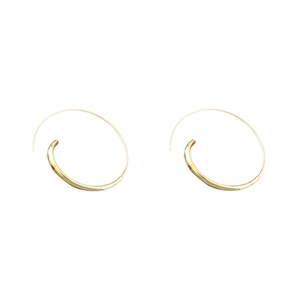 Minimalist gold plated C-shaped geometric hoop earrings in a modern metallic style