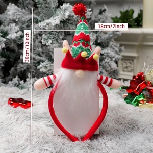 Cartoon Christmas gnome headband with red and green knit hat for holiday party decor